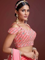 Peach Organza Silk Lehenga Choli